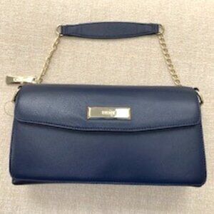 Women's DKNY Shoulder Bag/Clutch, Navy w/silver hardware NWT